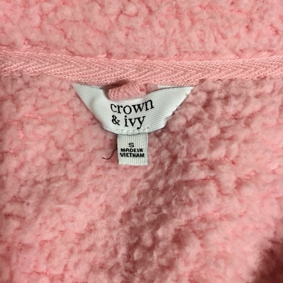 Crown & Ivy Half Zip Pink Sherpa Pullover size S - Picture 5 of 14
